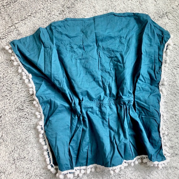 Teal Embroidered Pom Pom Swim Coverup worn once - Picture 4 of 4